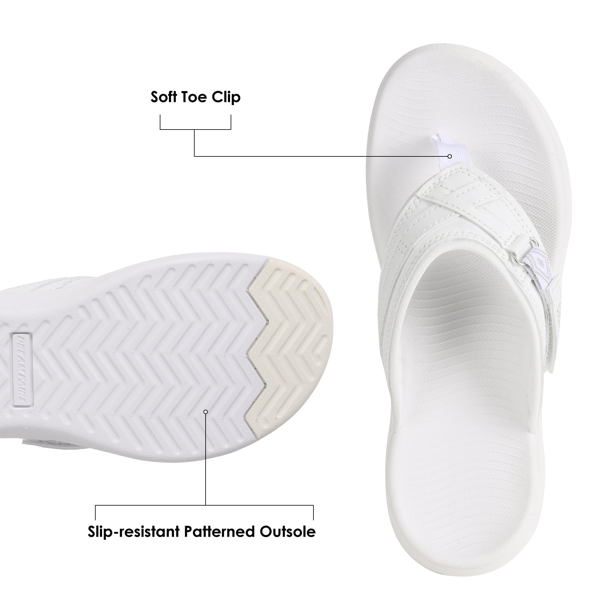 Dream Pairs Women's Fashion Flip Flops Comfort Arch Support Soft Cushion Thong Sandals Slippers BREEZE-1 WHITE Size 9