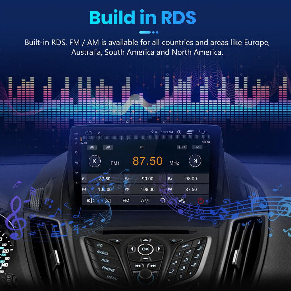 Car Radio Stereo for Ford Escape 2013-2016, 9" Touchscreen Android 12 Support Carplay Android Auto Navigation Bluetooth Radio Video Steering Wheel Control Camera 2G+32G,Black