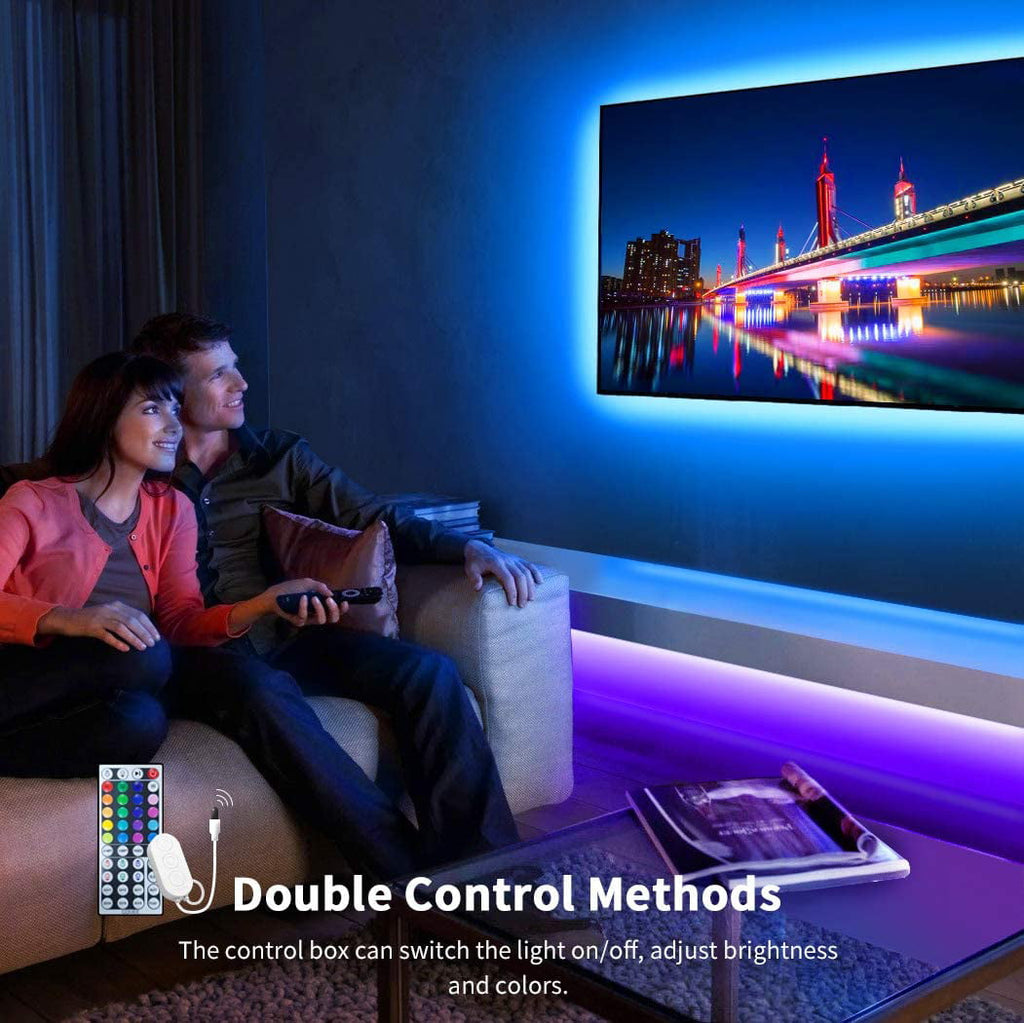 LED Strip Lights, 3 Rolls x 5 meter RGB Colored Rope Light Strip Kit with Remote and Control Box for Room, Ceiling, Bedroom