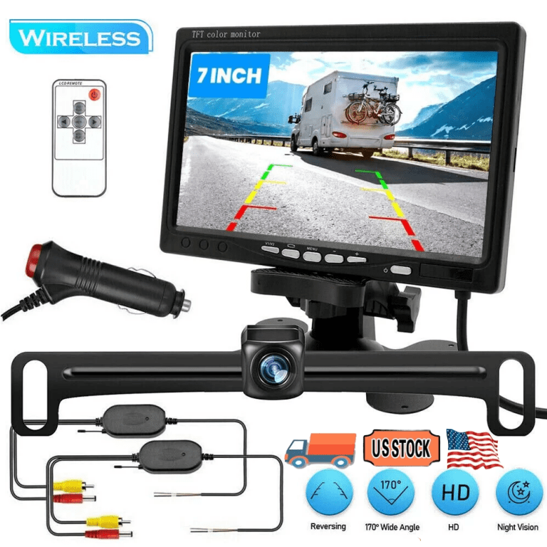 7" TFT LCD Monitor, Wireless Rear View Cams 2.4G Extra Long Range Signal Waterproof Backup Camera with Night Vision Reverse Camera, Vehicle Backup Cameras Kit for Car Truck
