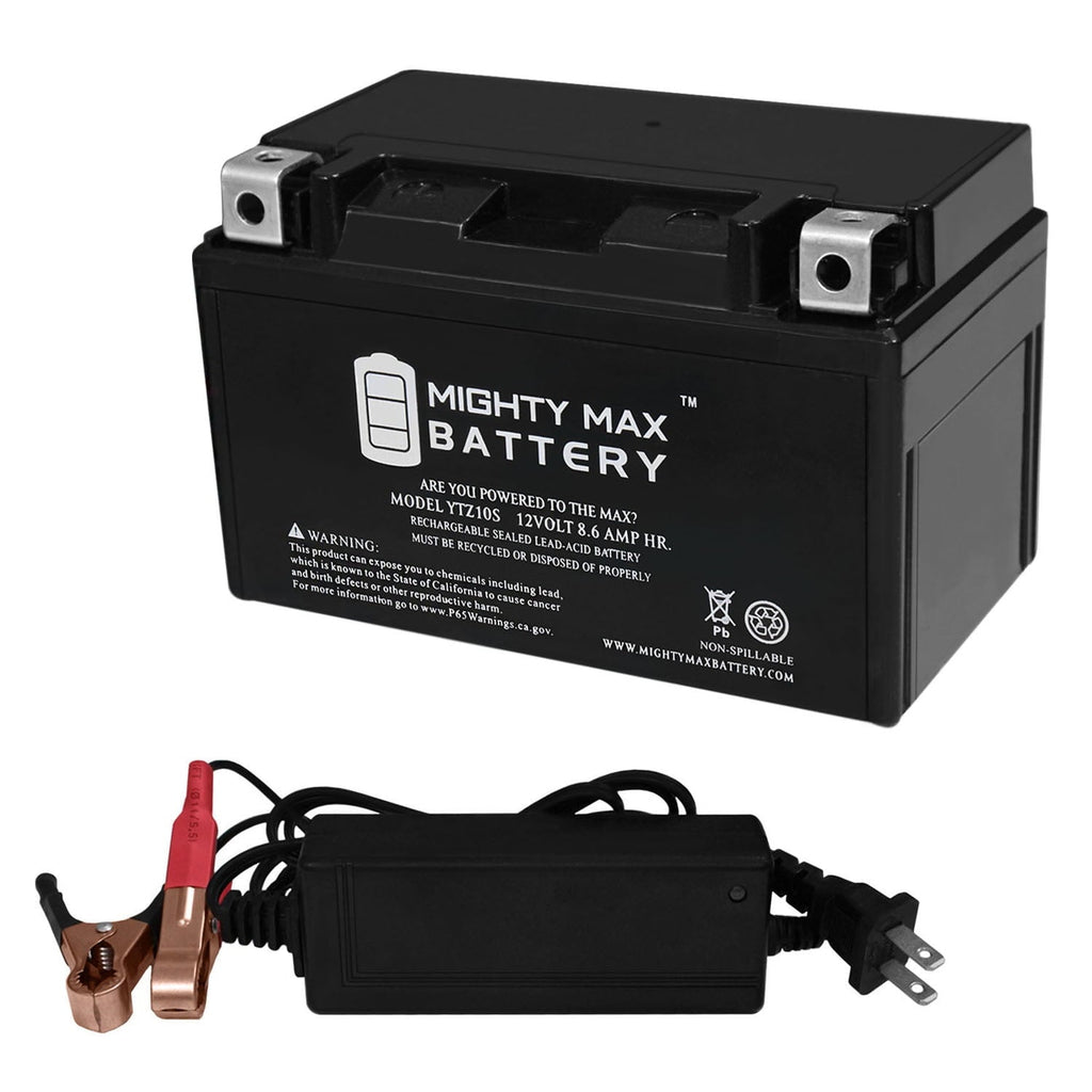 YTZ10S Replacement Battery for EverStart ES-TZ10S + 12V 2Amp Charger