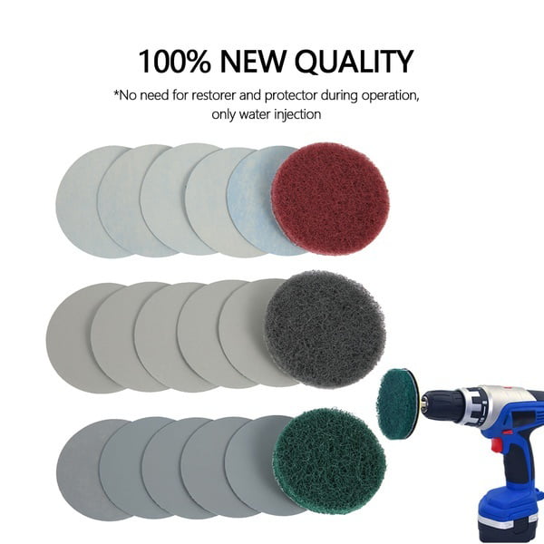 ODOMY DIY Car Lights Kit Polishing Restoration & Headlight Repairing Set P240 Mop Sanding Discs Drill Adapter