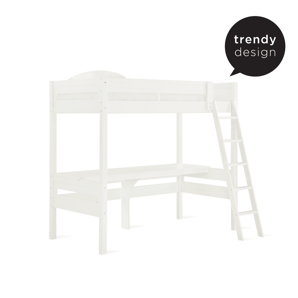 Teen Novogratz Lennon Twin Size Loft Bed with Desk, White
