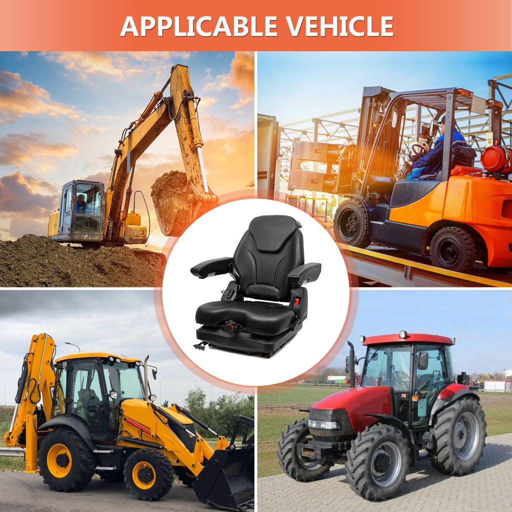 TICSEA Tractor Seat Fit for Bad Boy Mower,Adjustable Backrest Headrest and Slide Rails Forklift seat,Adjustable Armrests Shock Absorber Heavy Duty for Zero Turn Lawn Mower