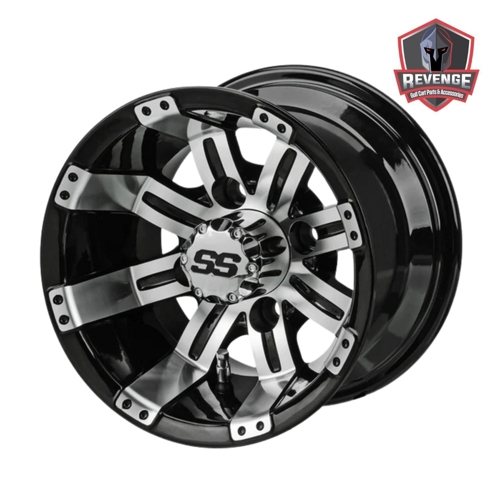 10" Casino Machined Black Golf Cart Wheels and Tires Combo (205/65-10) Set of 4