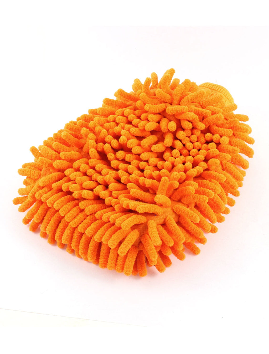 Unique Bargains Car Auto Cleaning Tool 2 Sides Orange Microfiber Chenille Mitt Glove 21cm x 18cm