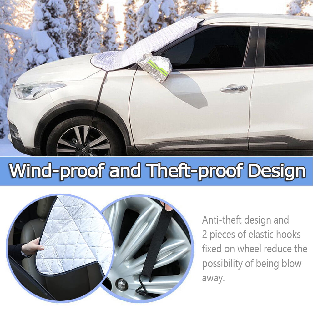 IC ICLOVER Magnetic Car Windshield Snow Cover Thicken Sun Shade Frost Guard Winter Windshield Snow Ice Cover Car Windshield Protector for Car Trucks Vans and SUVs Stop Scraping Cute