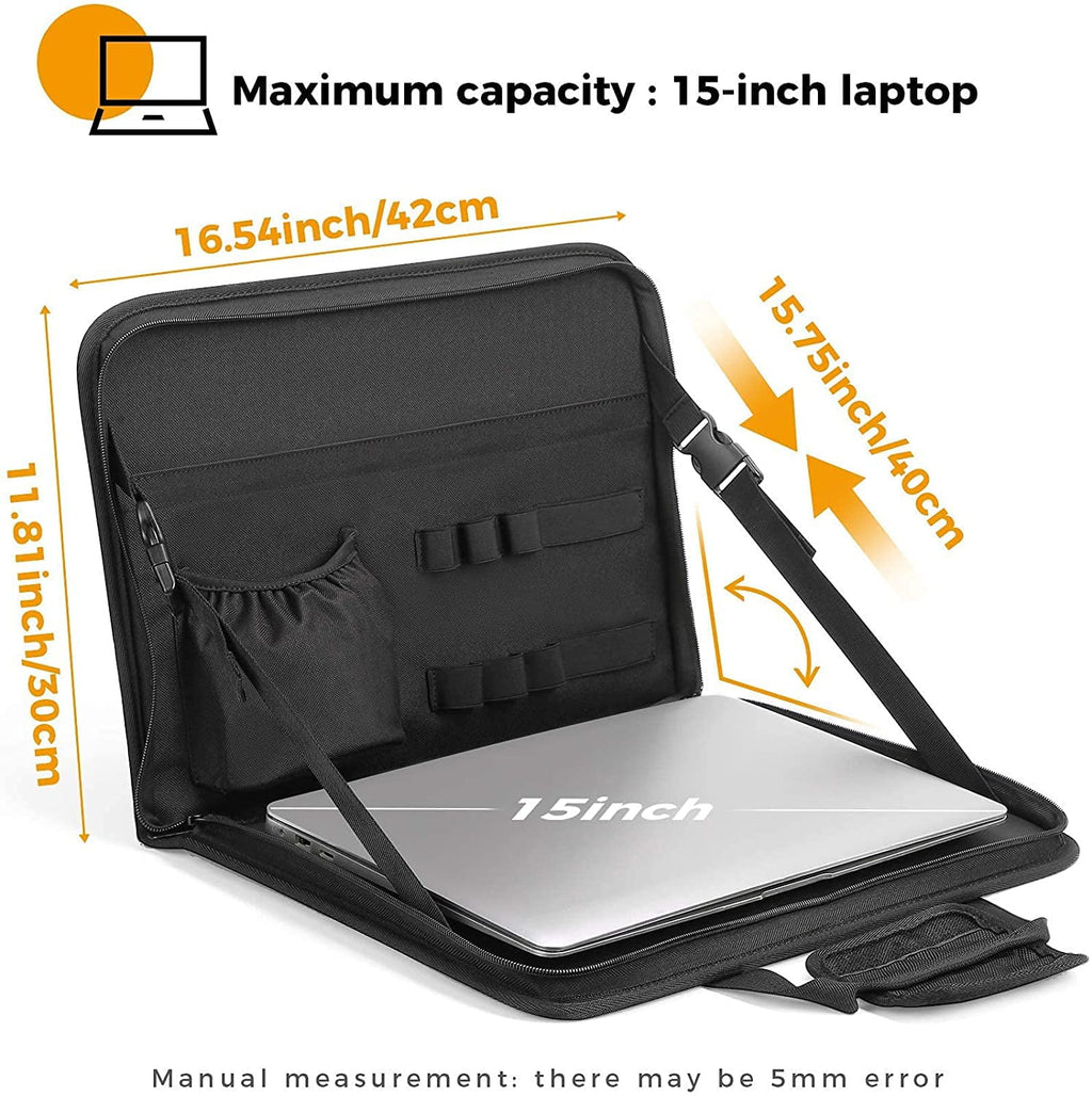 JOYTUTUS 3 in 1 Steering Wheel Eating Tray(16.34''*11.8''), Car Back Seat Laptop Desk, Multifunctional Car Office Bag, Foldable Car Backseat Tray Table for Working, Writing, Eating, Traveling,Black