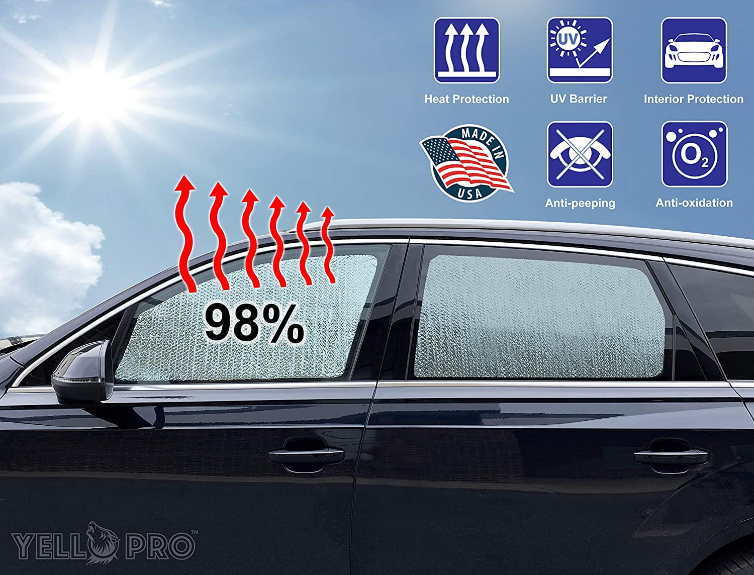 Front Side Window Sunshades for 2014-2022 Jeep Cherokee SUV (Set of 2)
