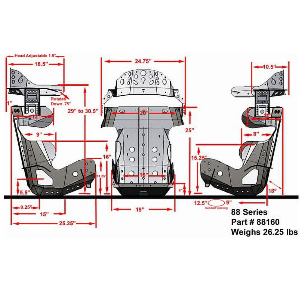 Kirkey 88 Series 18 Degree Racing Seat, 18.5 Inch