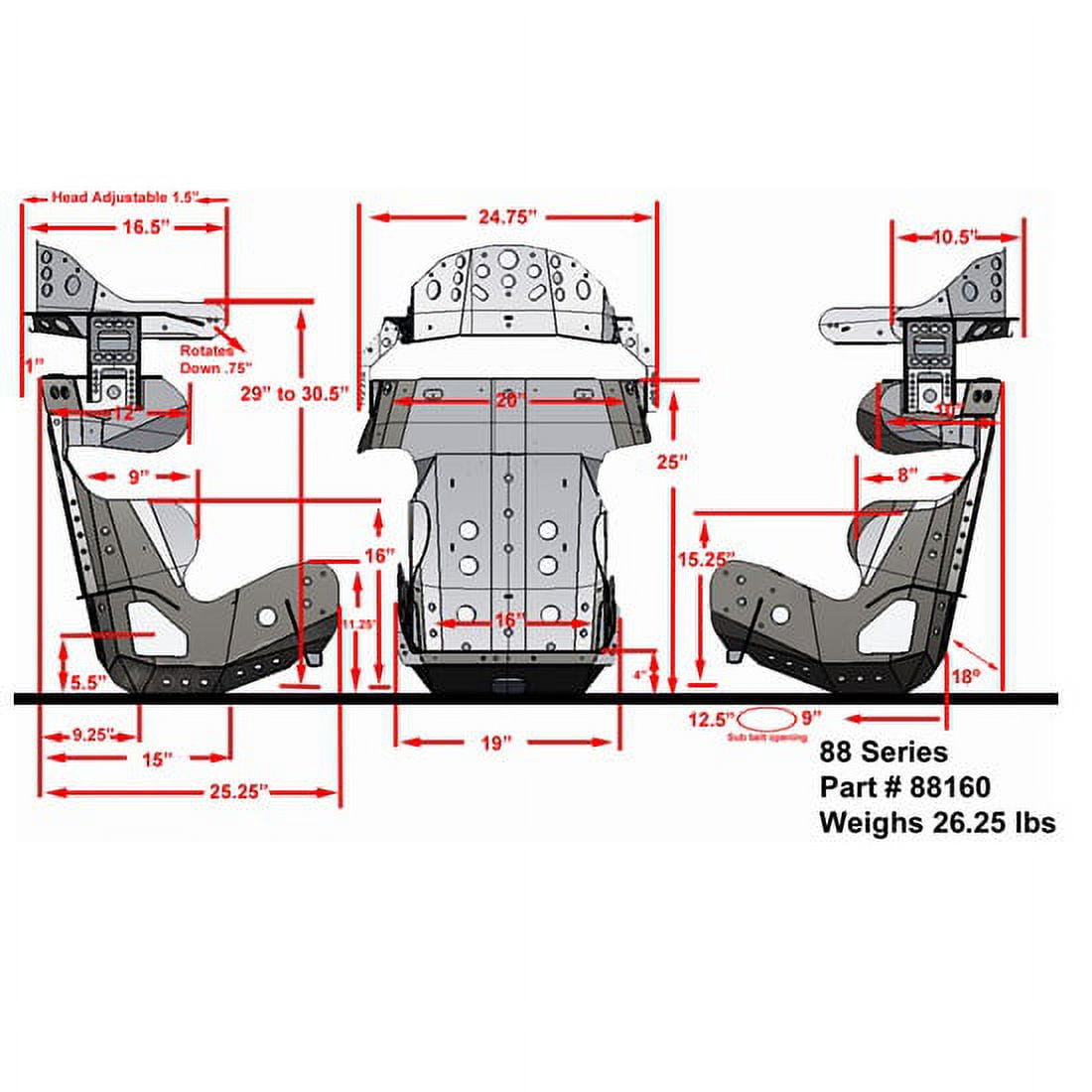 Kirkey 88 Series 18 Degree Racing Seat, 16 Inch