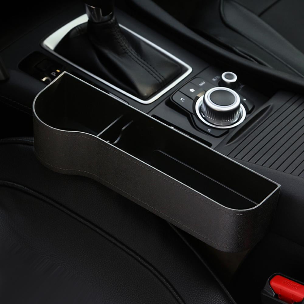 Car Seat Organizer Gap Filler Pocket with Leather Cover | Portable Universal Multifunctional Car Cup Holder Wedge Gap Catcher Caddy Stopper Storage Box for Keys Cards Wallets
