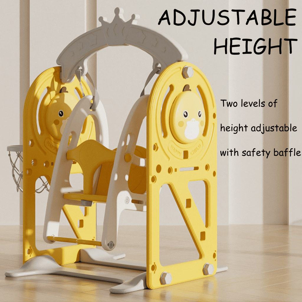 Toddler Slide Playground Tower Set with Swing, Kids Slide for Toddler with Climber, Swing, Basketball Hoop, Climber Hole, Aisle and Storage Space, Indoors Outdoor Playground Slide for Toddler Age 1+