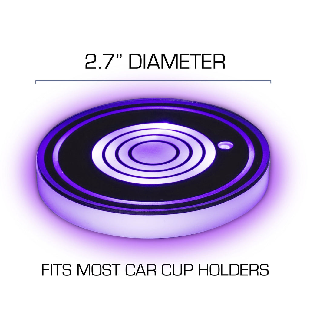 Monster LED 2 Pack Multi-Color LED Cup Holder Light, Universal Car Compatibility, Smart Sensor