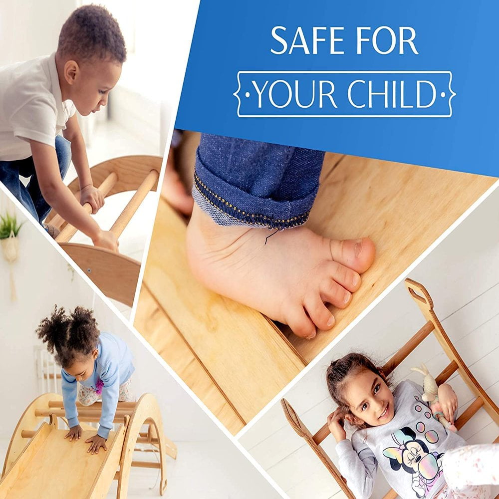 QJUHUNG 2-in-1 Indoor/Outdoor Wooden Playset  Foldable Pickler Triangle and Slide Climbing Board - Montessori  and Toddler Toys  Baby Playground Play Gym for Home and Backyard