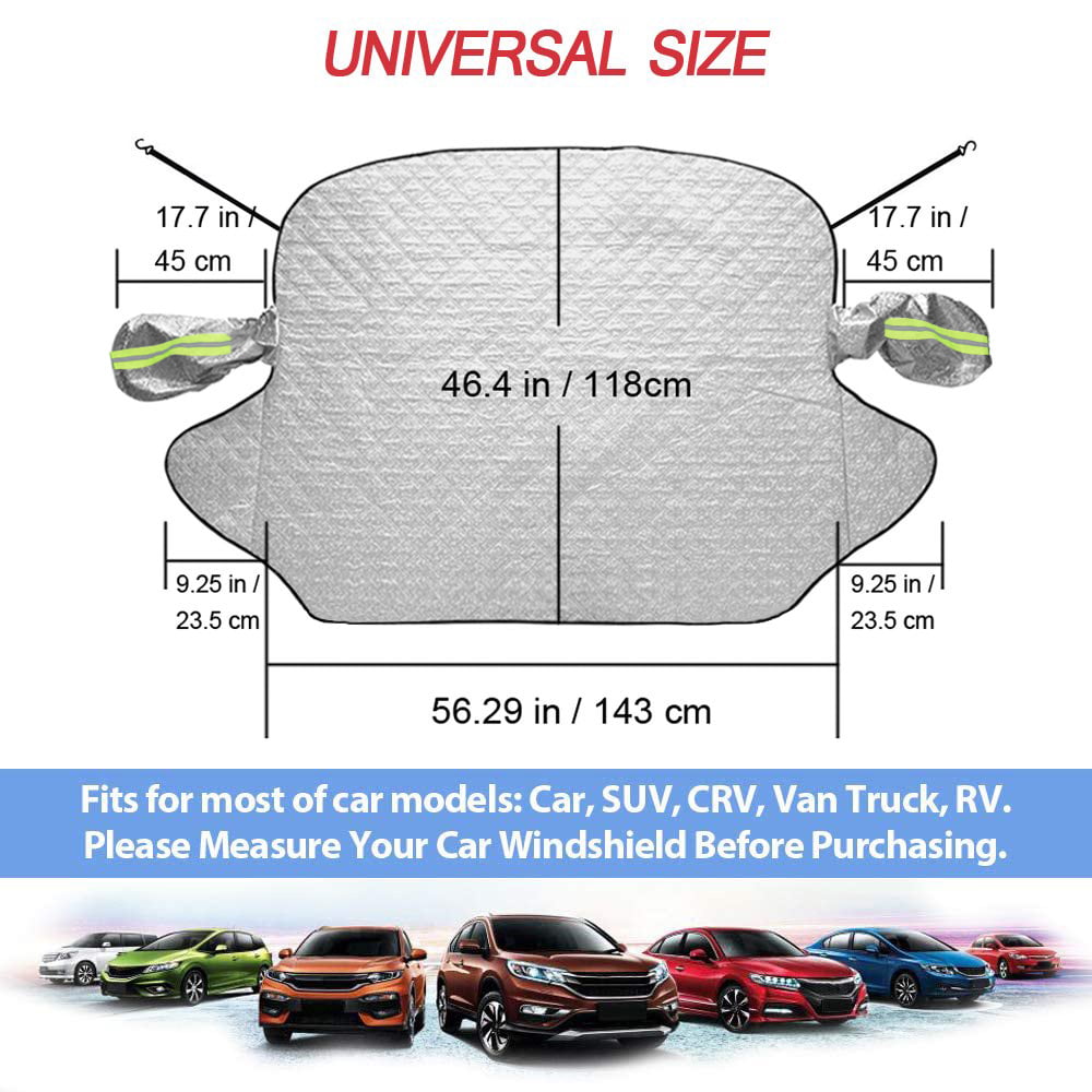 IC ICLOVER Magnetic Car Windshield Snow Cover Thicken Sun Shade Frost Guard Winter Windshield Snow Ice Cover Car Windshield Protector for Car Trucks Vans and SUVs Stop Scraping Cute