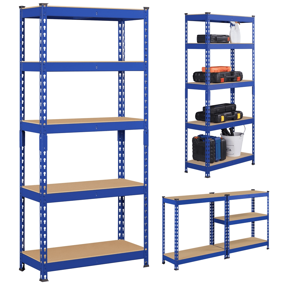Smile Mart 5-Shelf Boltless & Adjustable Steel Storage Shelf Unit, Blue, Holds up to 330 lb Per Shelf