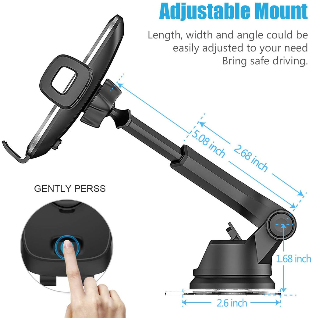 WixGear Phone Holder for Car, Universal Dashboard Windshield Phone Car Suction Cup Mount Holder for Cell Phone 360 Degree Rotation Compatible with iPhone Xs/XS Max / 8/7 / 6, Galaxy S and Mo