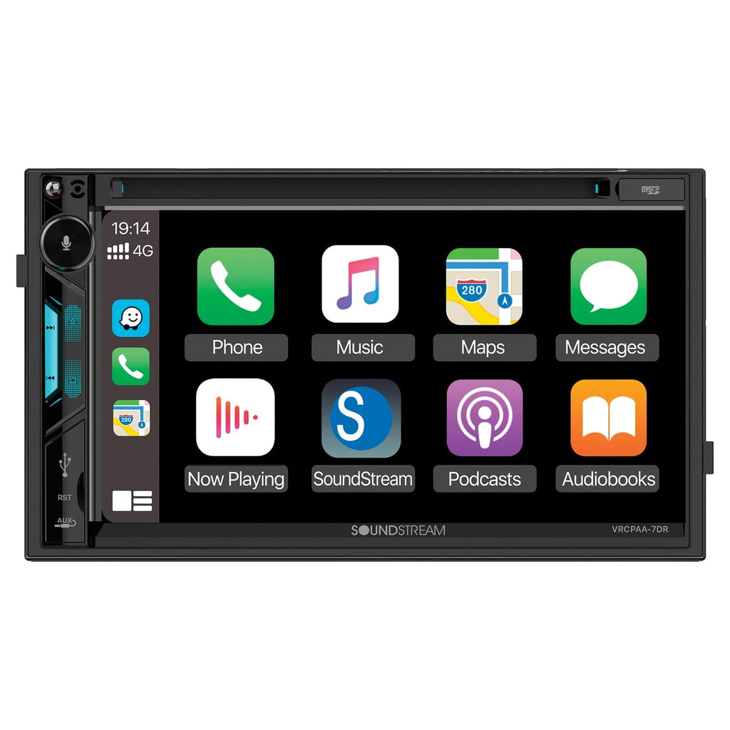 Soundstream VRCPAA-7DR 7" Double DIN DVD Head Unit with Apple CarPlay,Android Auto and Bluetooth
