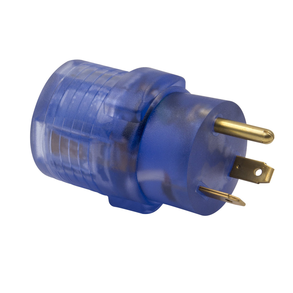 Auto Drive 30 to 50-Amp Universal RV Power Adapter with Light, Clear Blue