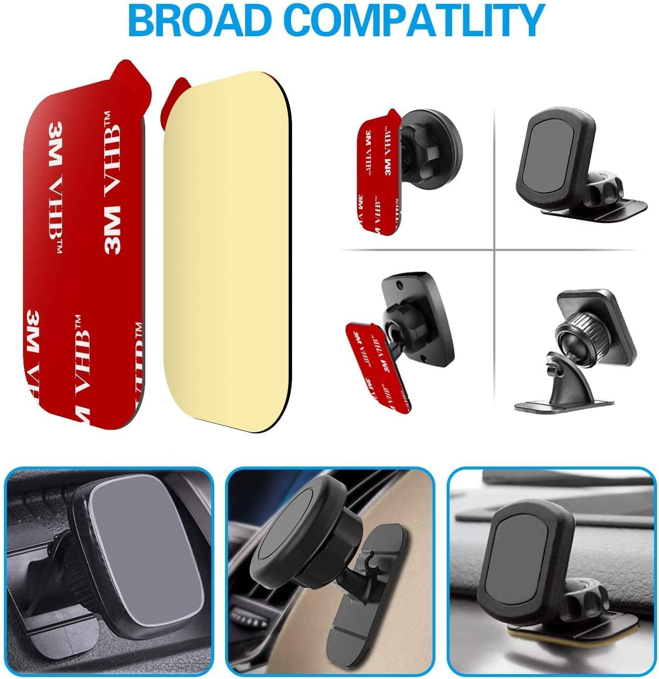 8pcs Sticky Adhesive Replacement for Dashboard Magnetic Phone Mount Holder & Windshield Dash Cam