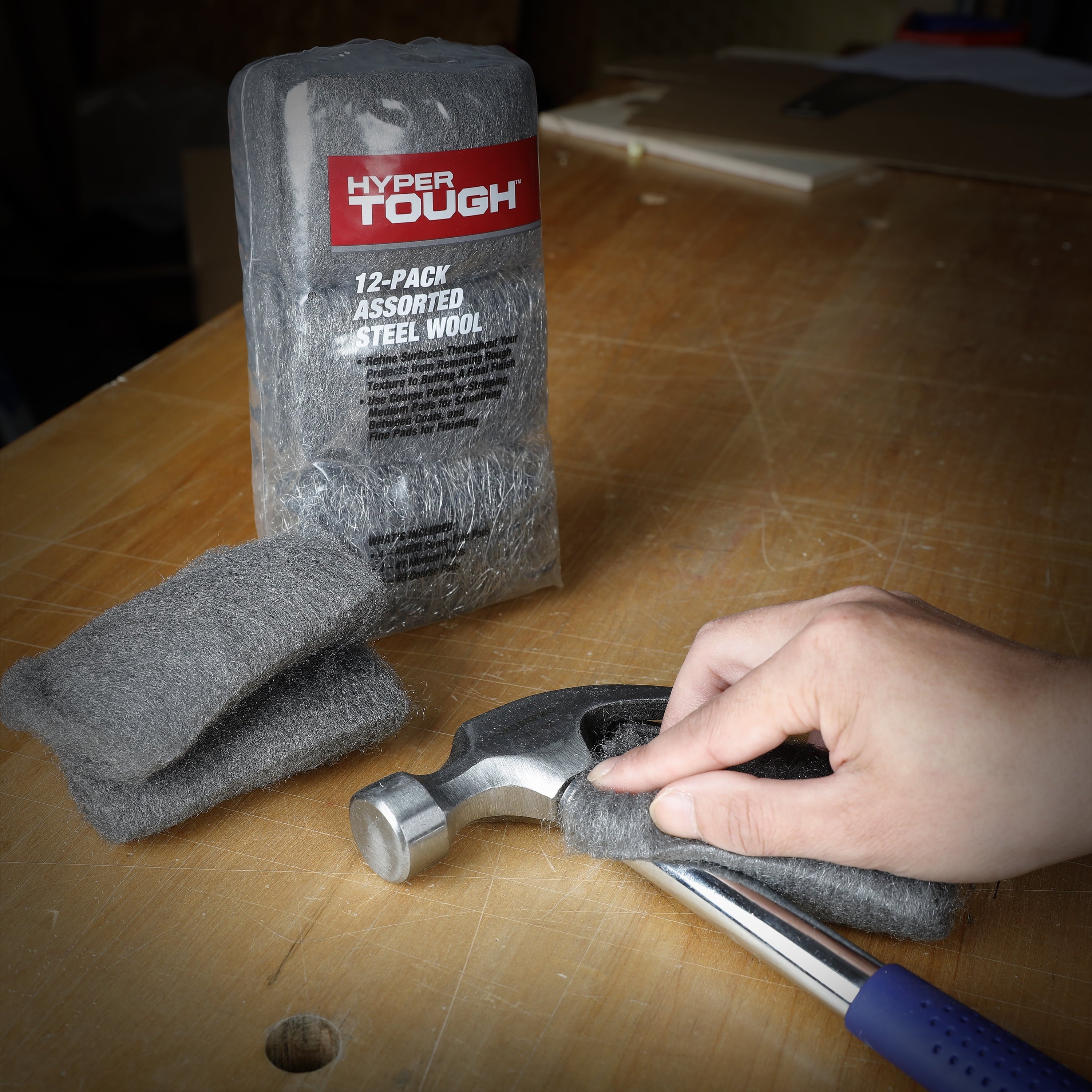Hyper Tough Multi Grade Assorted Steel Wool Pads, 12-Pack, Model 2148