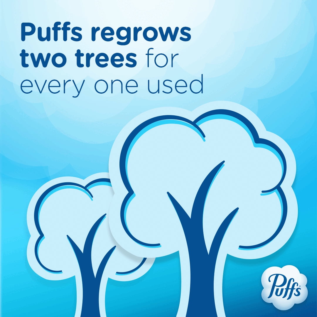 Puffs Plus Lotion Facial Tissues, 4 Family Box, 124 White Tissues per Box