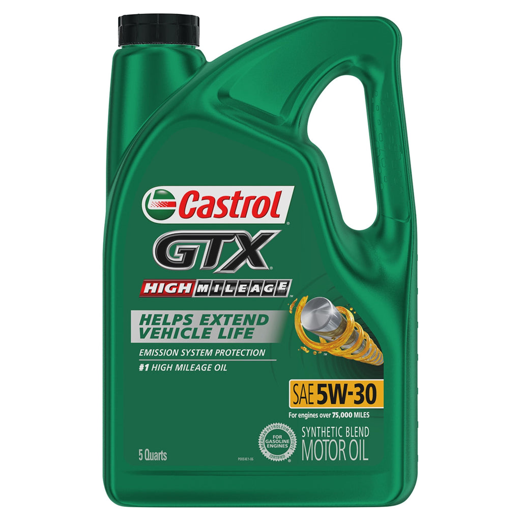 Castrol GTX High Mileage 5W-30 Synthetic Blend Motor Oil, 5 Quarts
