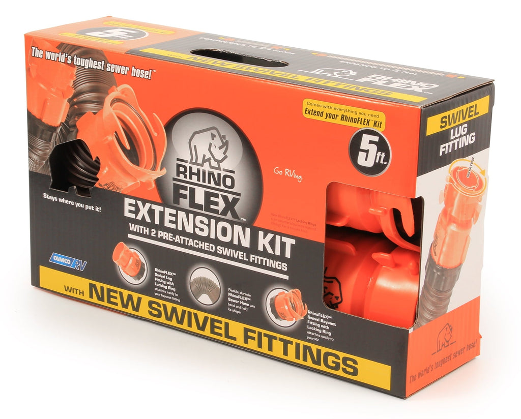 Camco 39765 RhinoFLEX 5' RV Sewer Hose Extension Kit with Swivel Fitting
