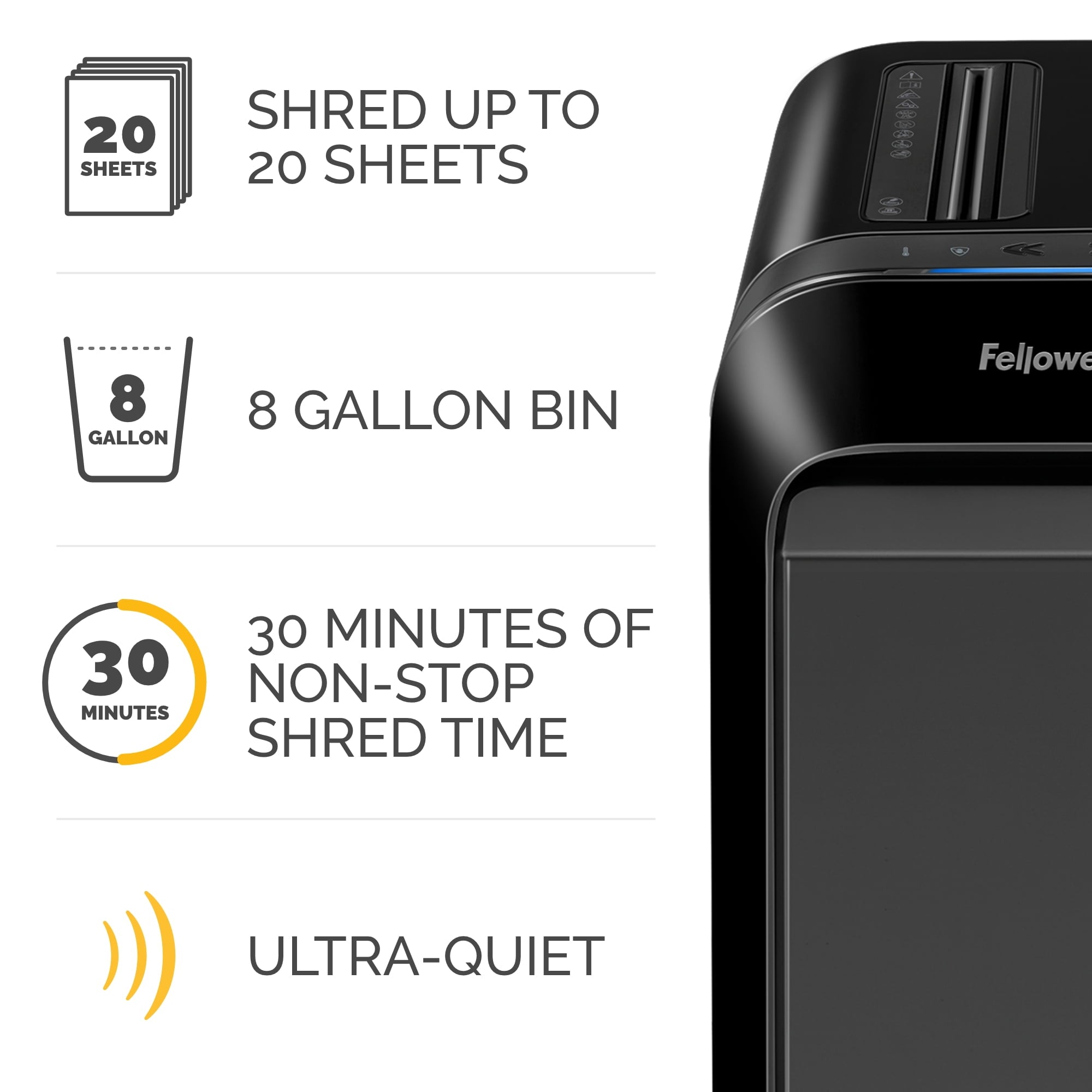 Fellowes Powershred LX220 20 Sheet Micro-Cut Paper Shredder (Black) Shred Size - P-4, 16.50" H