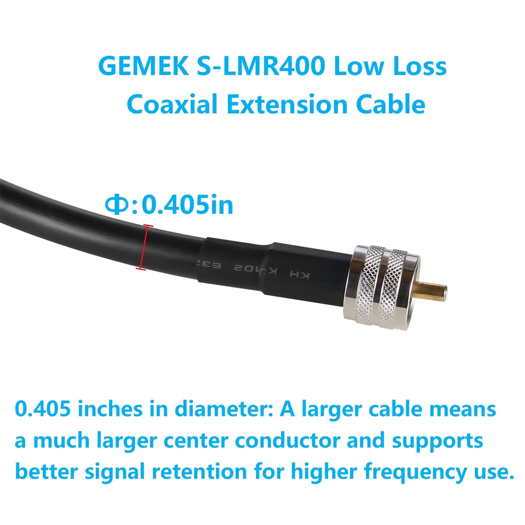 3ft PL259 to PL259 S-LMR400 Extension Cable, GEMEK Low Loss Coax UHF M/M Jumper for CB Radio, Antenna Analyzer, WiFi, SWR Meter, Ham Radio, Short Wave Radio - HF, VHF, UHF (50 Ohm Not for TV)