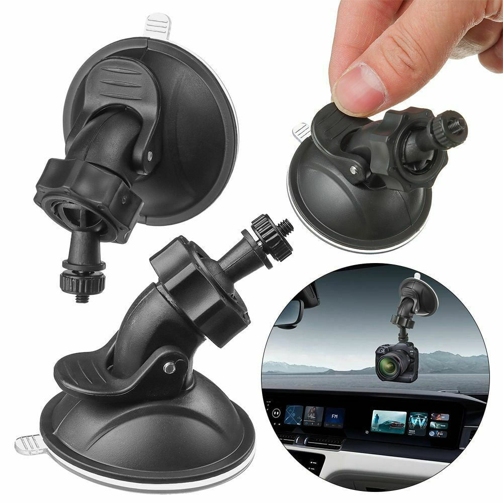 QIFEI 2Pcs Dash Cam Suction Mount, Car Mounted Recorder Bracket Dash Cam Holder Camera Stand Suction Cup with 4mm+6mm Screw Adaptor Black