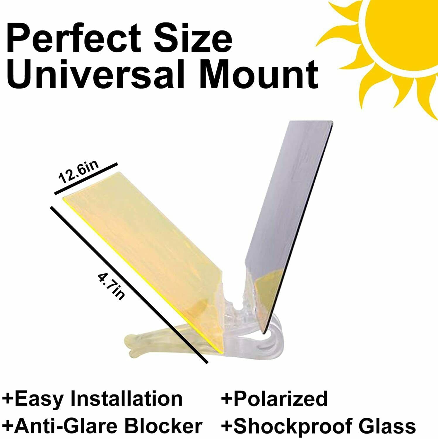 Car Visor, Day and Night Anti-Glare Visor, 2 in 1 Automobile Sun Anti-UV Block Visor, Non Glare Anti-Dazzle Sunshade Mirror Goggles Shield