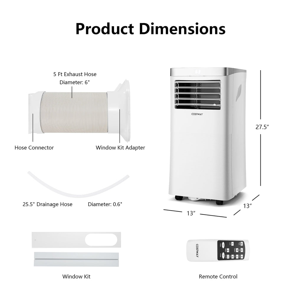 Costway 5000 BTU (8000 BTU ASHRAE) Portable Air Conditioner 3-in-1 Air Cooler with Remote Control