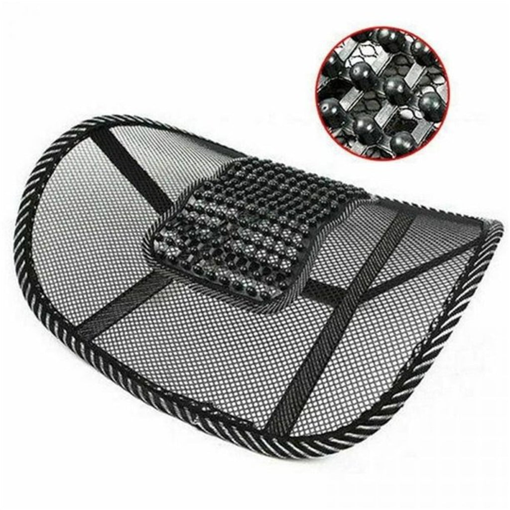Casewin Black Lumbar Mesh Back Brace Support Office Home Car Seat Chair Ventilate Cool Cushion Pad with Massage | Breathable, Massage Beads for Ultimate Comfort (1 Piece)