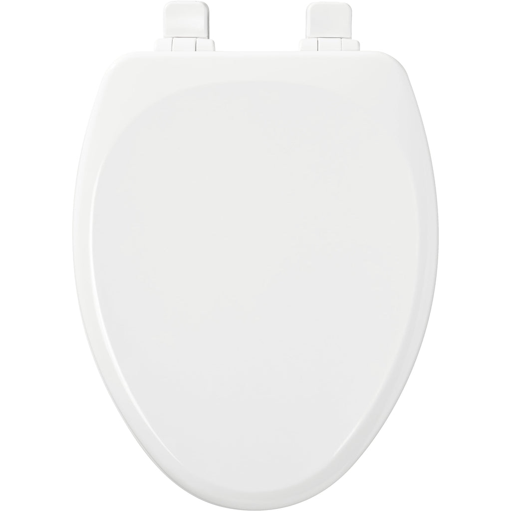 Mayfair Lannon Slow Close Elongated Enameled Wood Toilet Seat in White Adjustable and Never Looosens