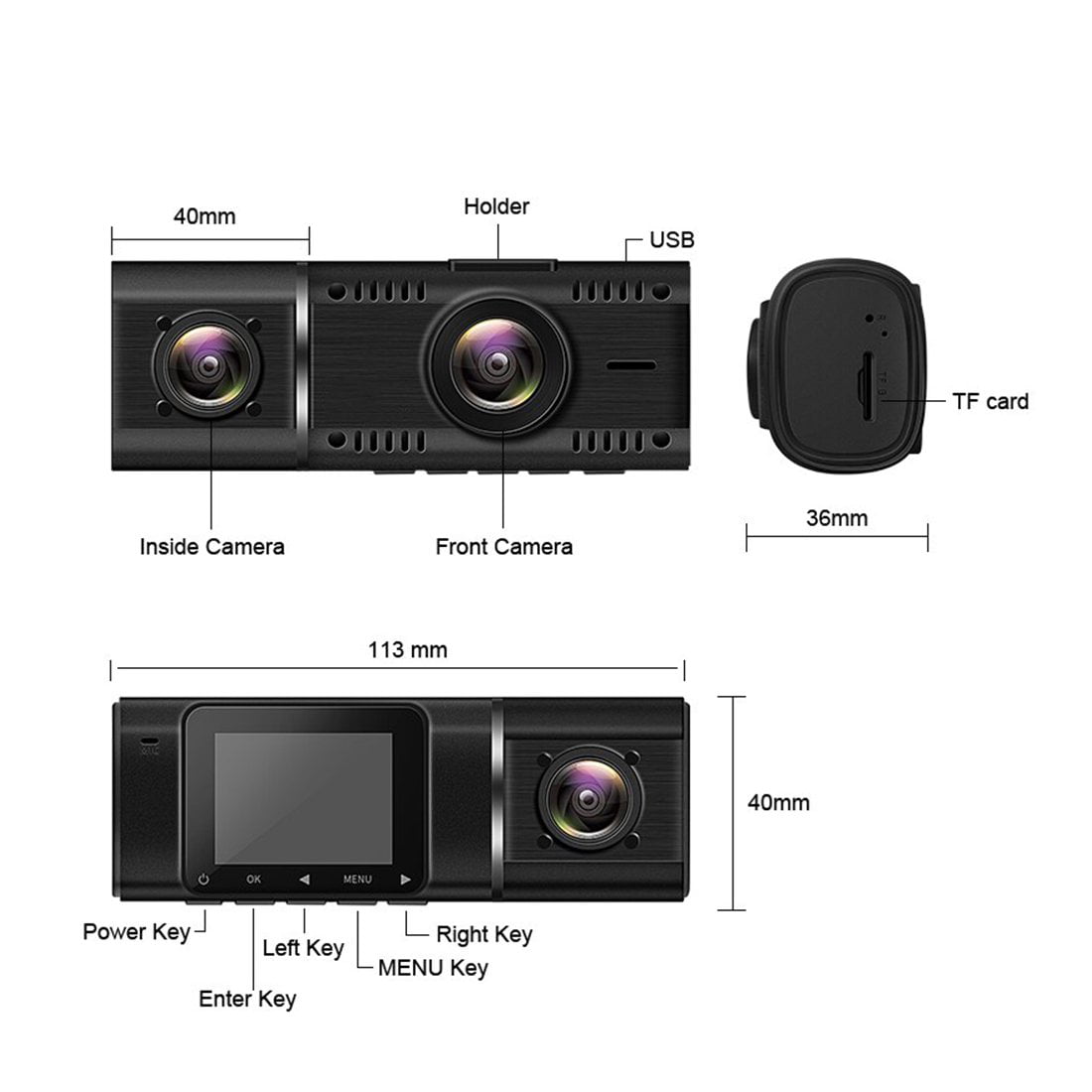 TOGUARD 4K Dual Dash Cam Front and Inside with 64GB U3 SD Card Car Camera Driving Recorder with WDR, IR Night Vision,G-sensor, Loop recording, Parking Monitor, Motion Detection