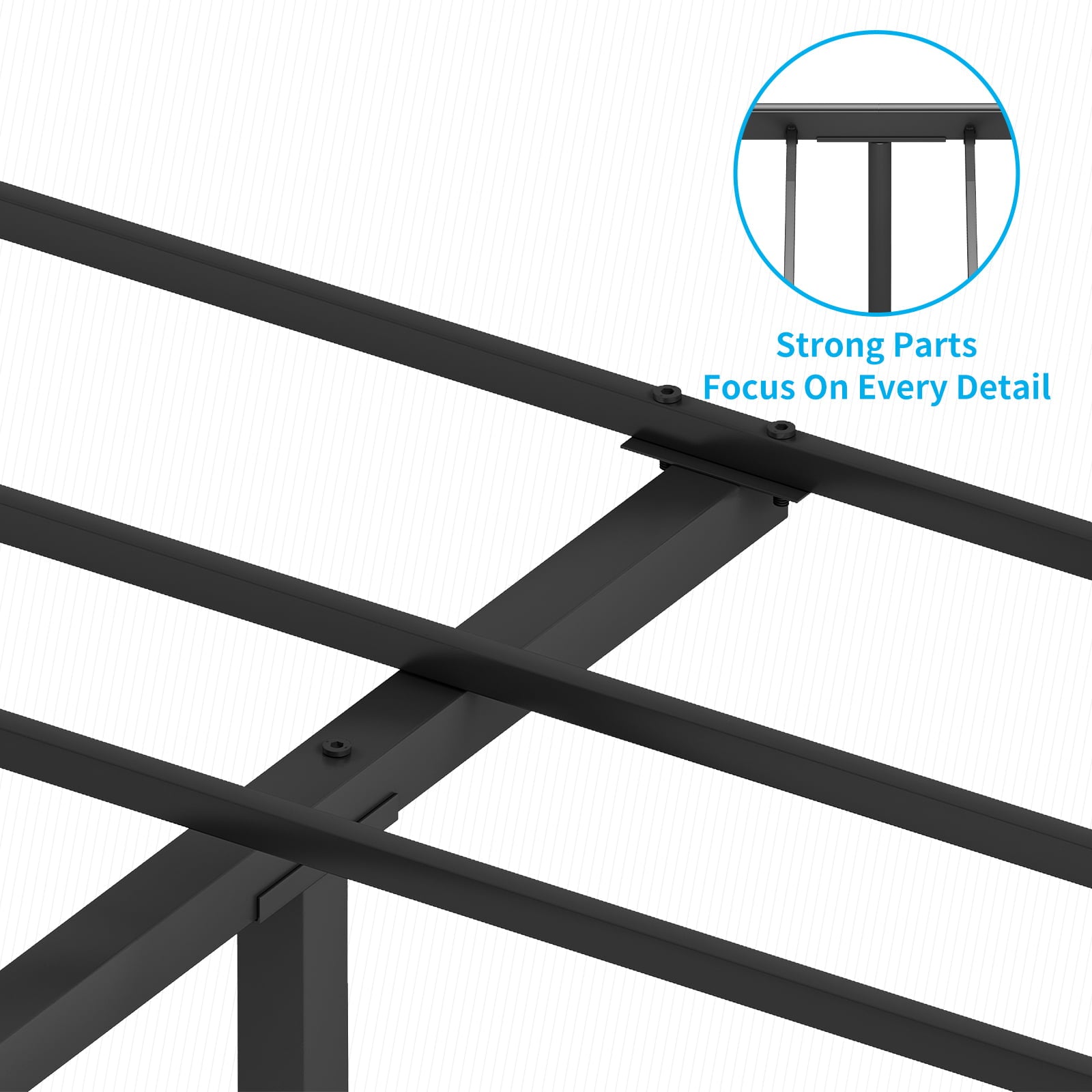 TABU California King Size Metal Bed Frame with Headboard & Footboard -Mattress Foundation - Easy Assembly - No Box Spring Needed - Cal King/Black