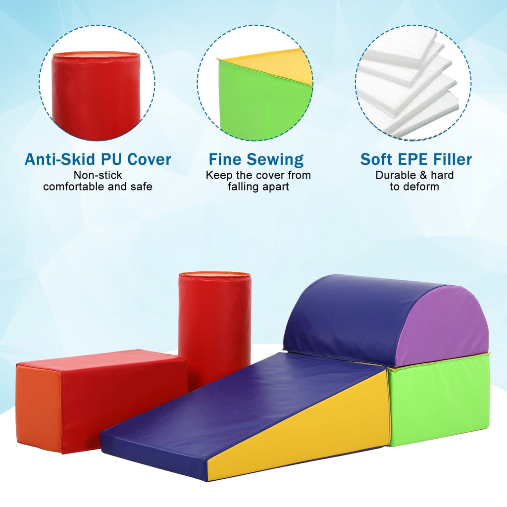 Dkelincs 5-Piece Set Nugget Couch Kids Foam Blocks, Baby Climb and Crawl Activity Play Set for Toddlers 1-3, Indoor Soft Play Equipment