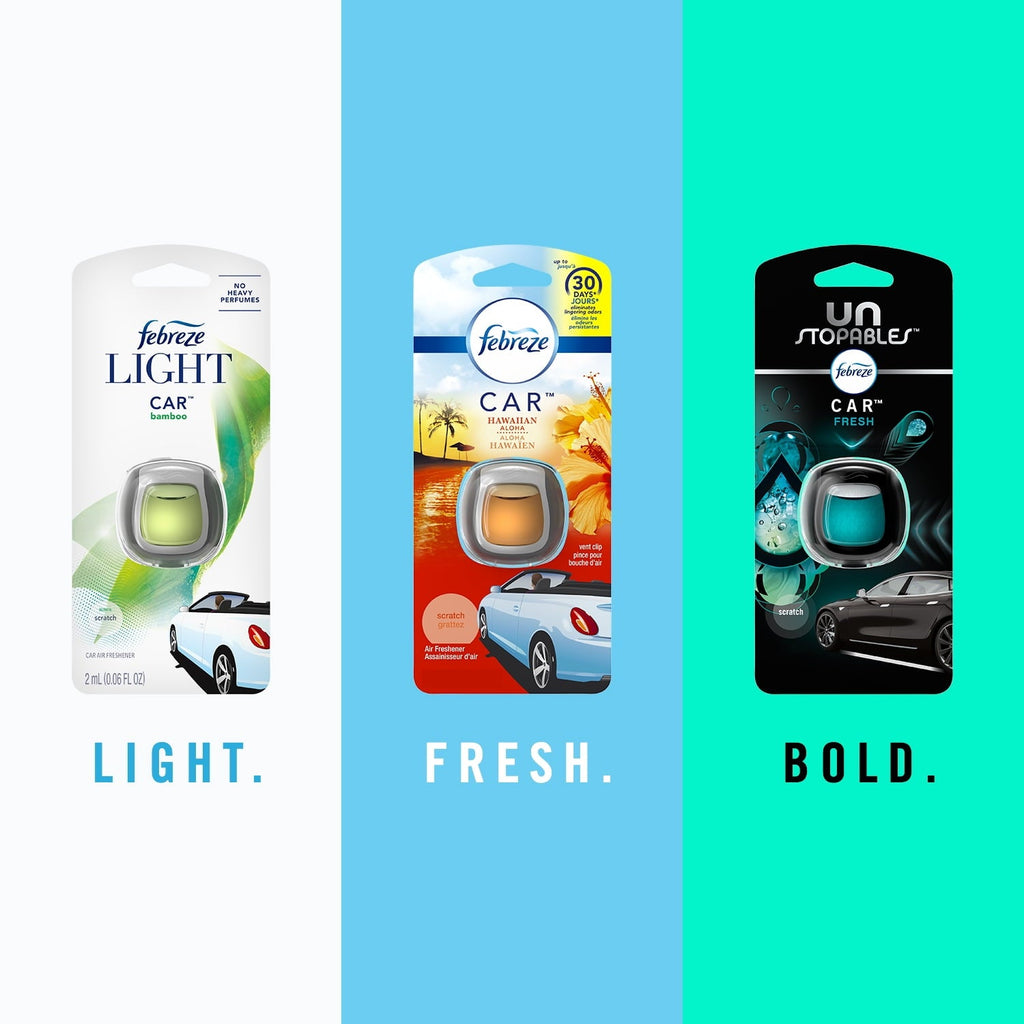 Febreze Car Odor-Fighting Car Freshener Vent Clip Gain Original Scent, .06 oz, Pack of 3