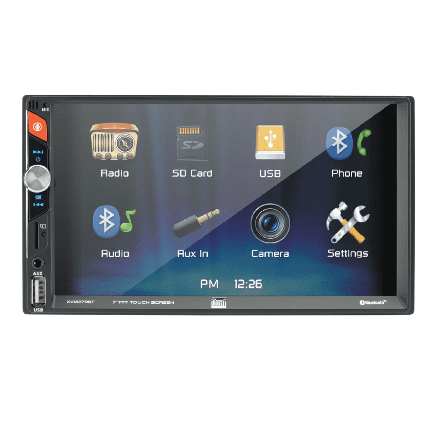 Dual Electronics 7" Double DIN Car Stereo BUNDLE with 6.5" 2-Way Speakers.  200W, LED Touch Screen, Bluetooth Connectivity, New