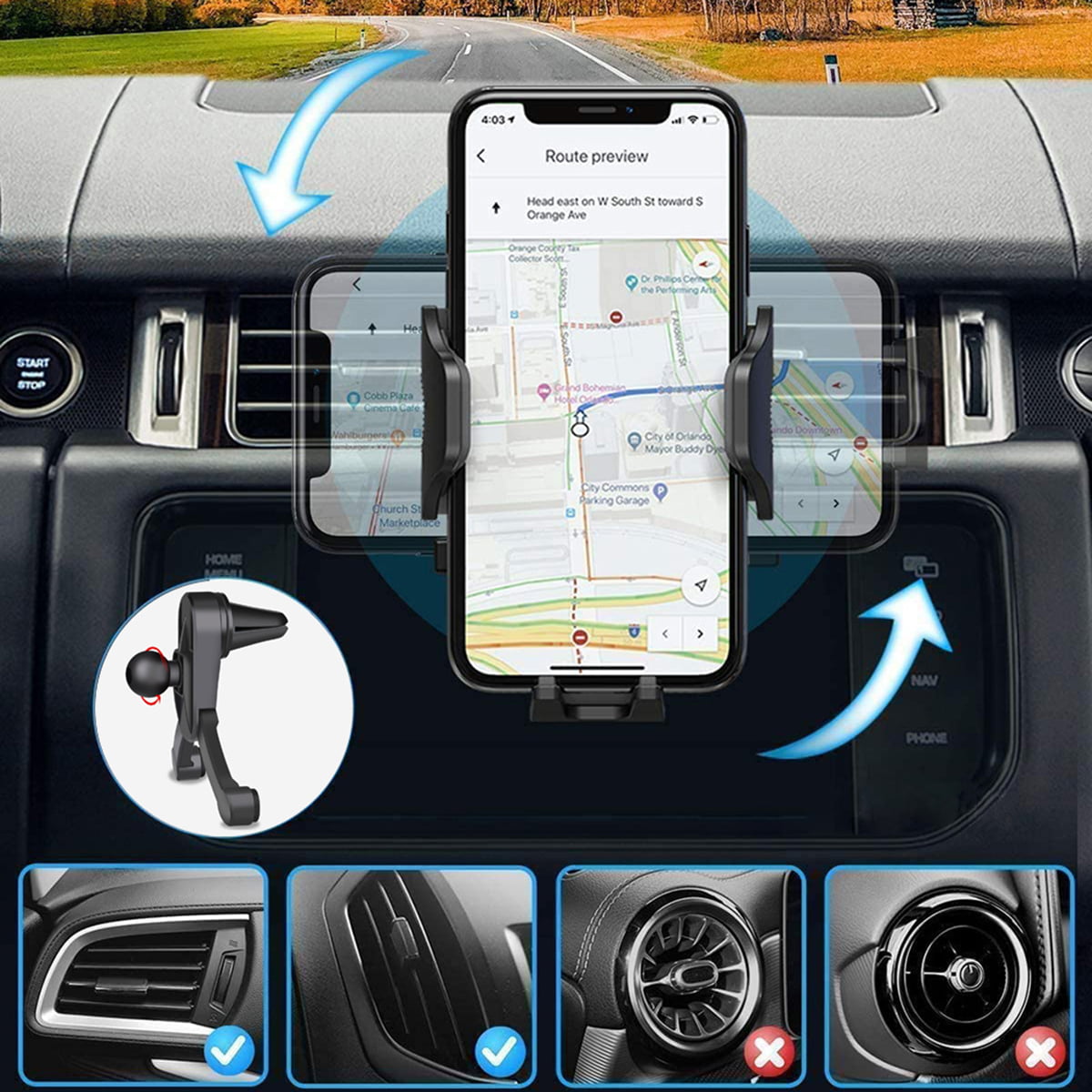Byseng Phone Mount for Car, Cell Phone Holder for Car Dashboard Windshield and Car Vent 3 in 1, Car Phone Holder Mount for iPhone 14 13 12 Pro Max Samsung All Cell Phones