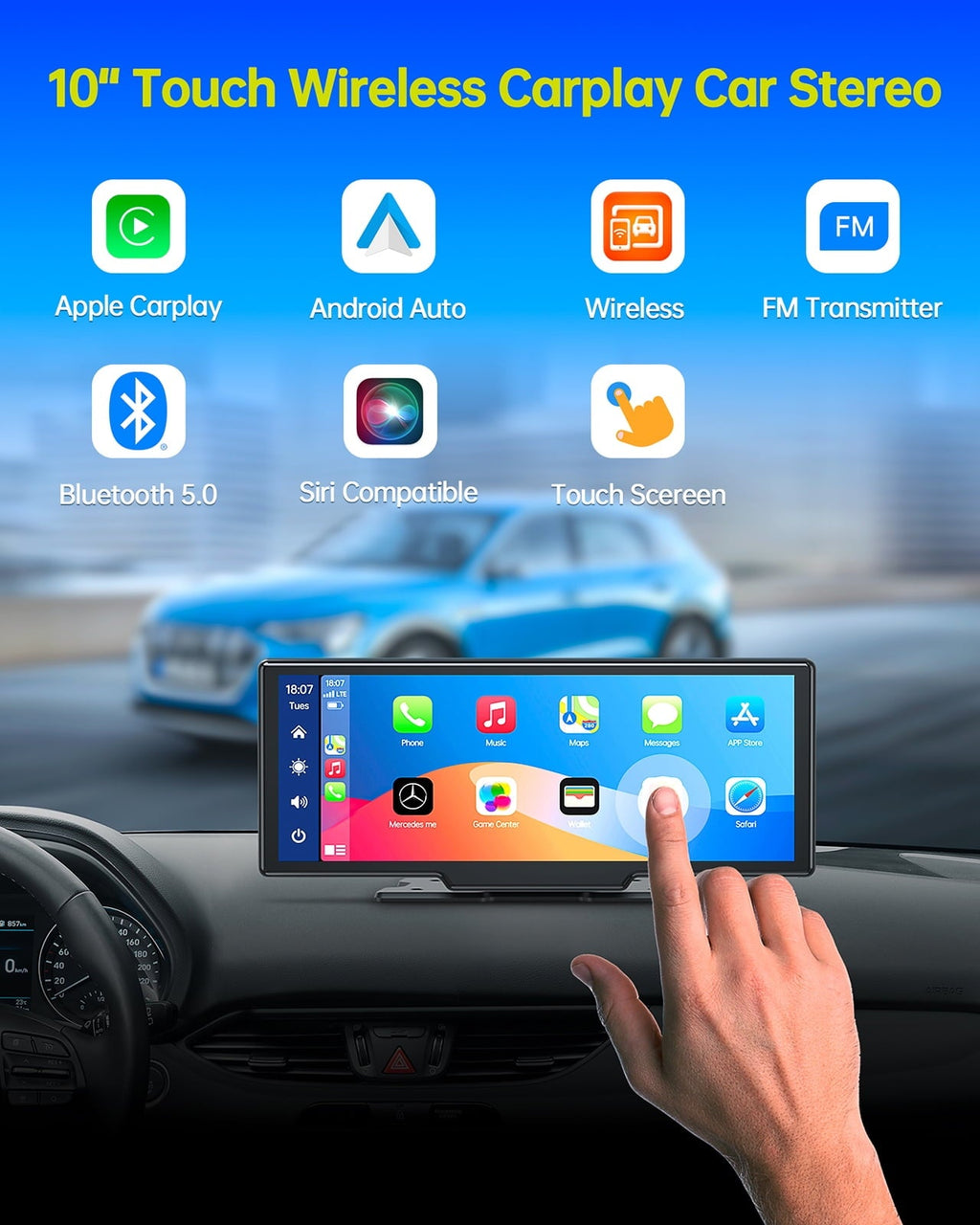 Lamtto 9.26" Touchscreen Wireless Car Stereo Car Radio Receiver GPS Navigation Audio with Apple Carplay Android Auto Support Backup Camera Airplay
