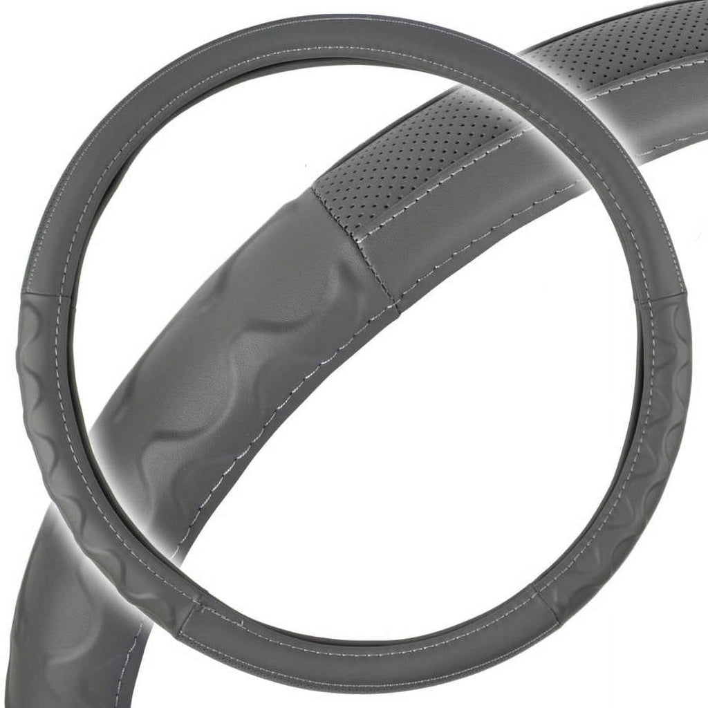 BDK Motor Trend Big Rig Car Steering Wheel Cover, Truck Trailer 18" Wheel, Black Beige Gray