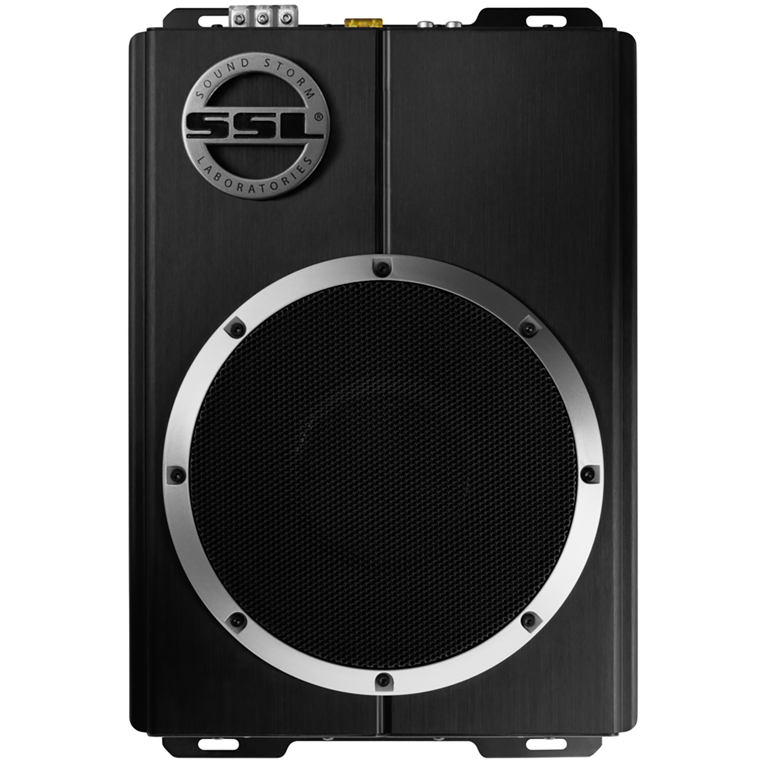 Sound Storm Laboratories LOPRO8 8 Inch Powered Under Seat Car Audio Subwoofer Built-in Amplifier - 600 Watts Max, Low Profile, Remote Subwoofer Control, For Truck, Boxes and Enclosures