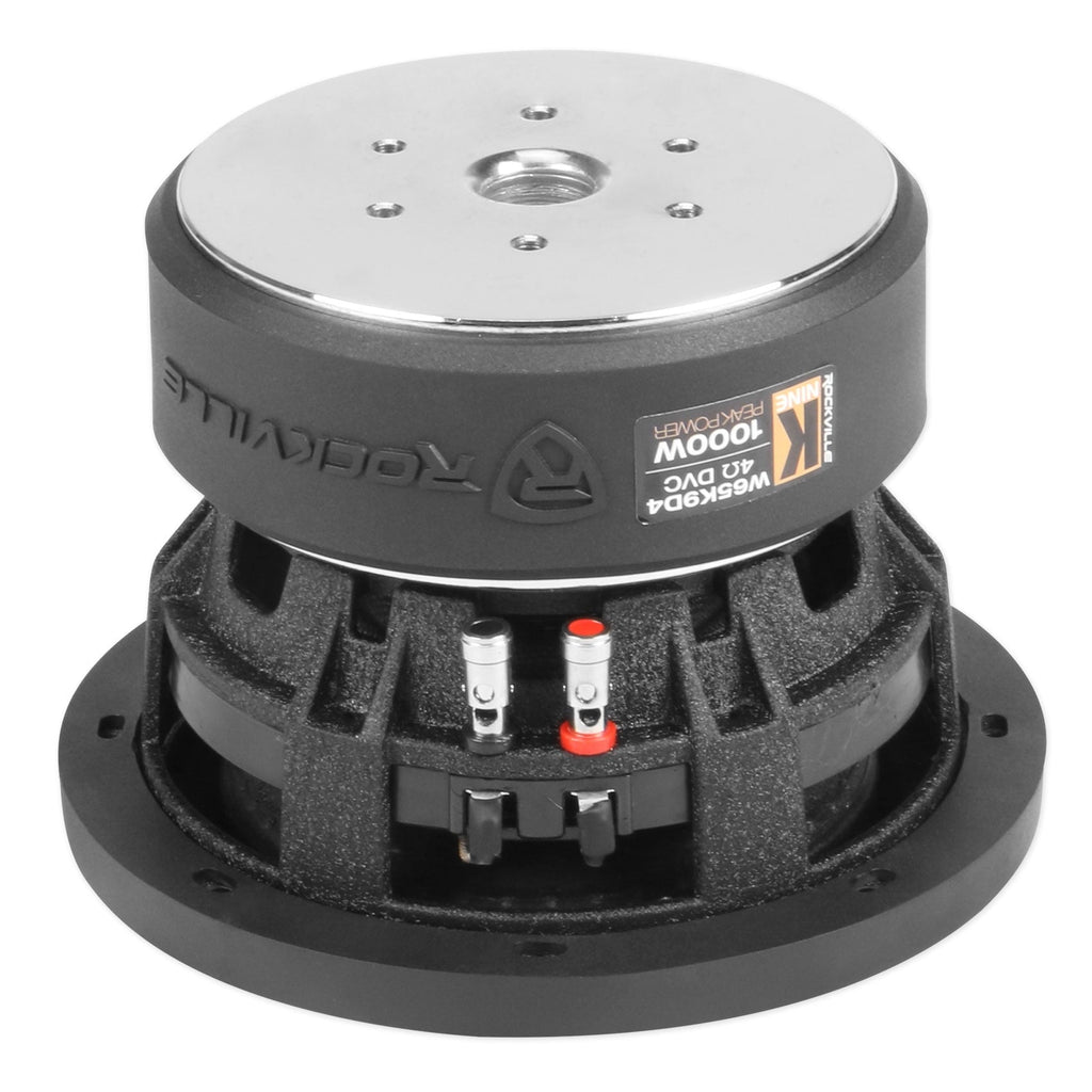Rockville W65K9D4 6.5" 1000w Peak Car Audio Subwoofer Dual 4-Ohm Sub 250w RMS CEA Rated