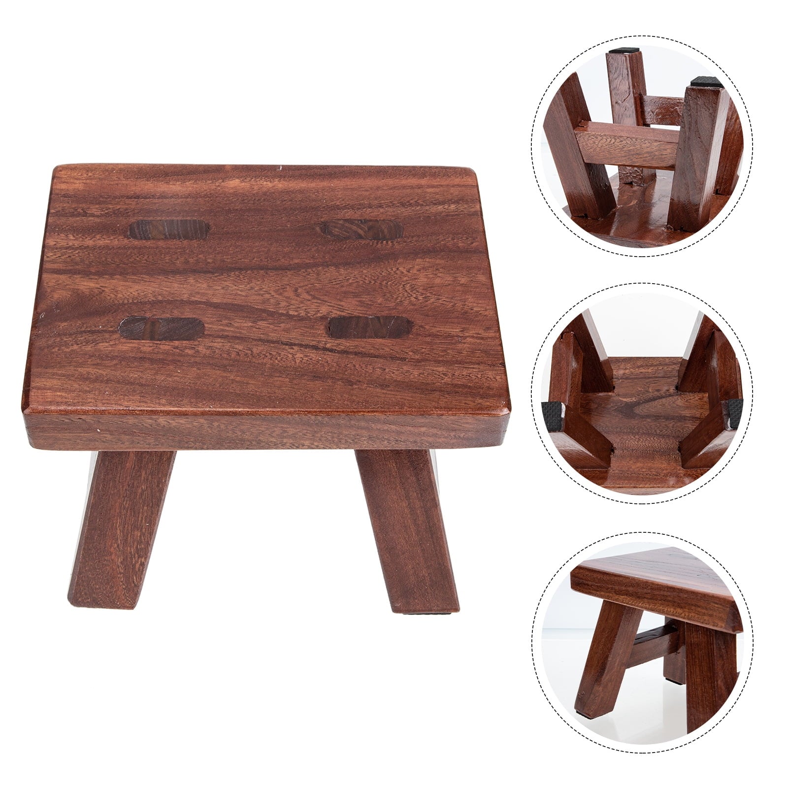 Frcolor Stool Step Wooden Kids Foot Kitchen Bathroom Stools Wood Rest Small Garden Footstool Stepping Toilet Rustic Potty