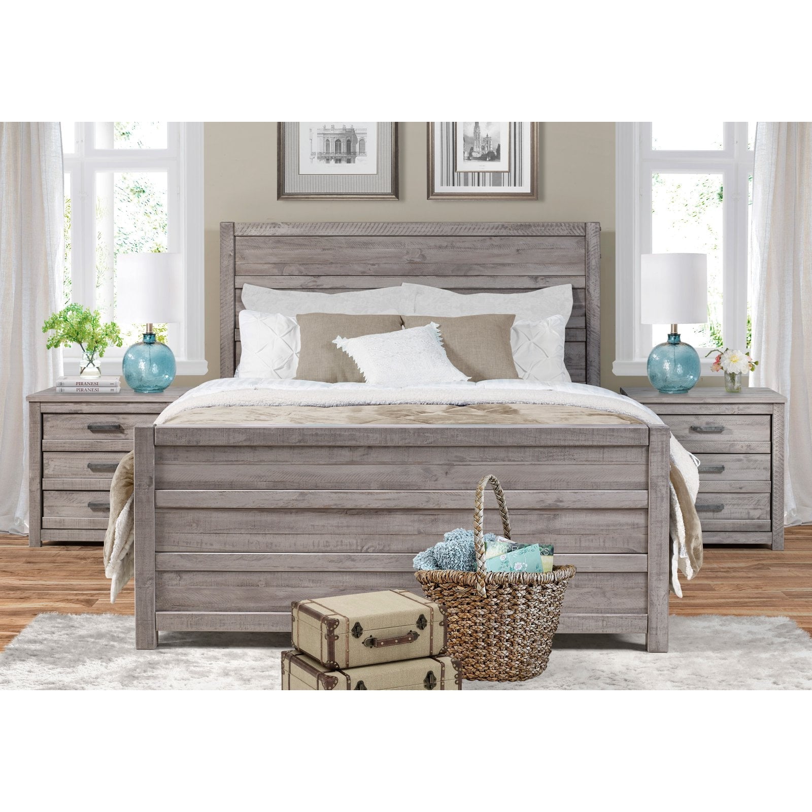 Carmel Bed - King Size - Antique Walnut Finish