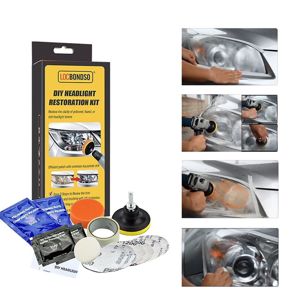 FIEWESEY Pro Car Headlight Lens Restoration Repair Kit Polishing Cleaner Cleaning Tool