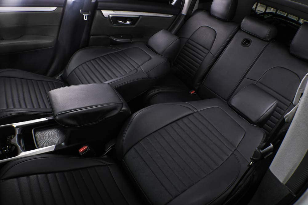 EKR Custom Fit CRV Car Seat Covers for Honda CRV 2023 2024 - Full Set Leather Auto Seat Covers (Black)